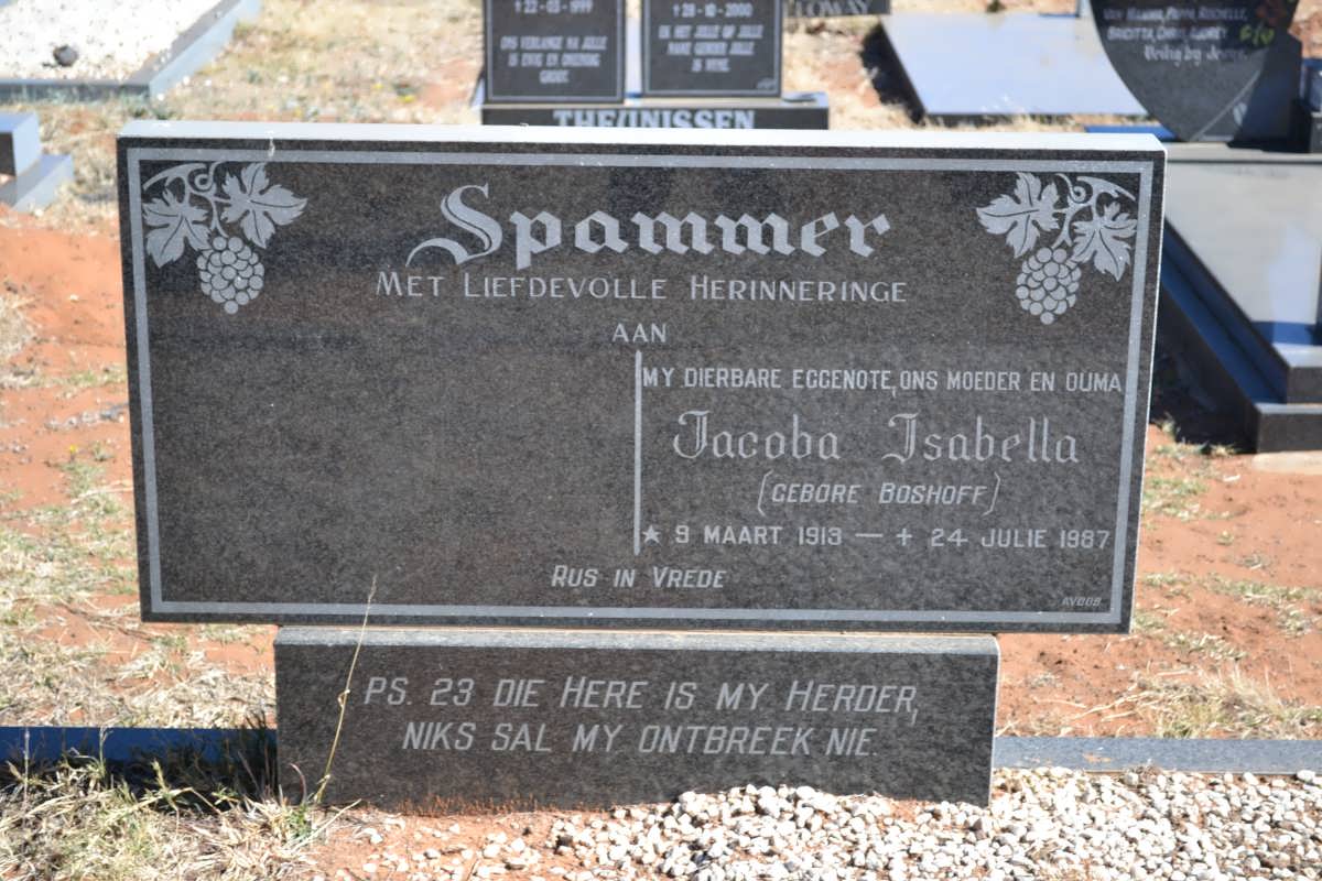 SPAMMER Jacoba Isabella nee BOSHOFF 1913-1987