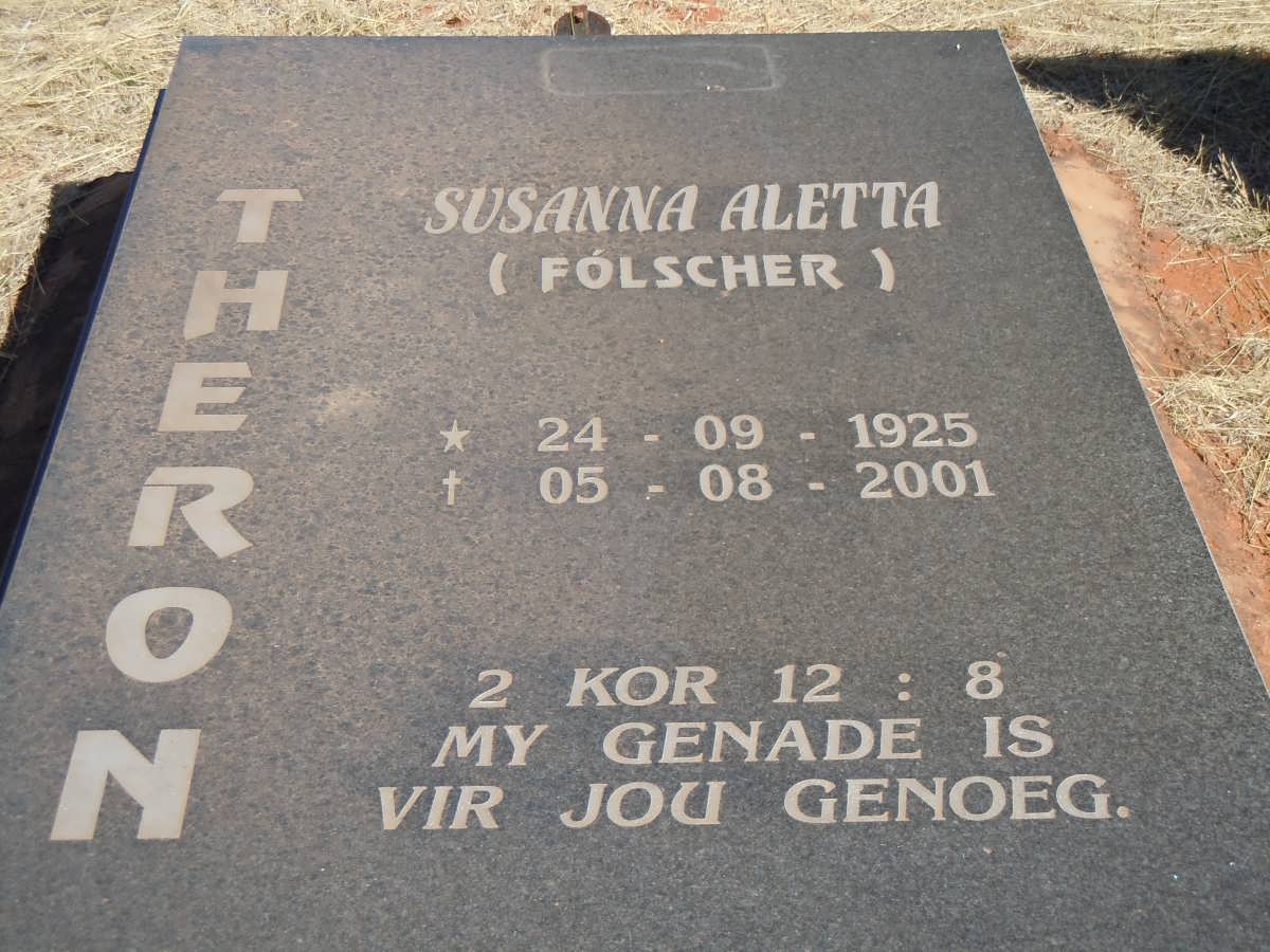 THERON Susanna Aletta nee FOLSCHER 1925-2001