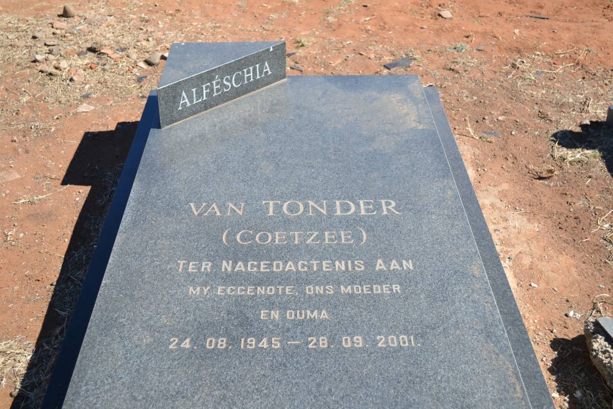 TONDER Alféschia, van nee COETZEE 1945-2001