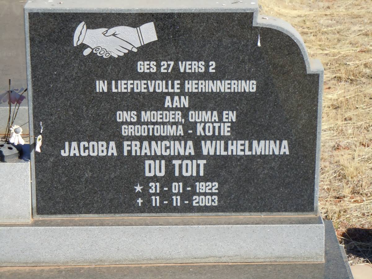 TOIT Jacoba Francina Wilhelmina, du 1922-2003