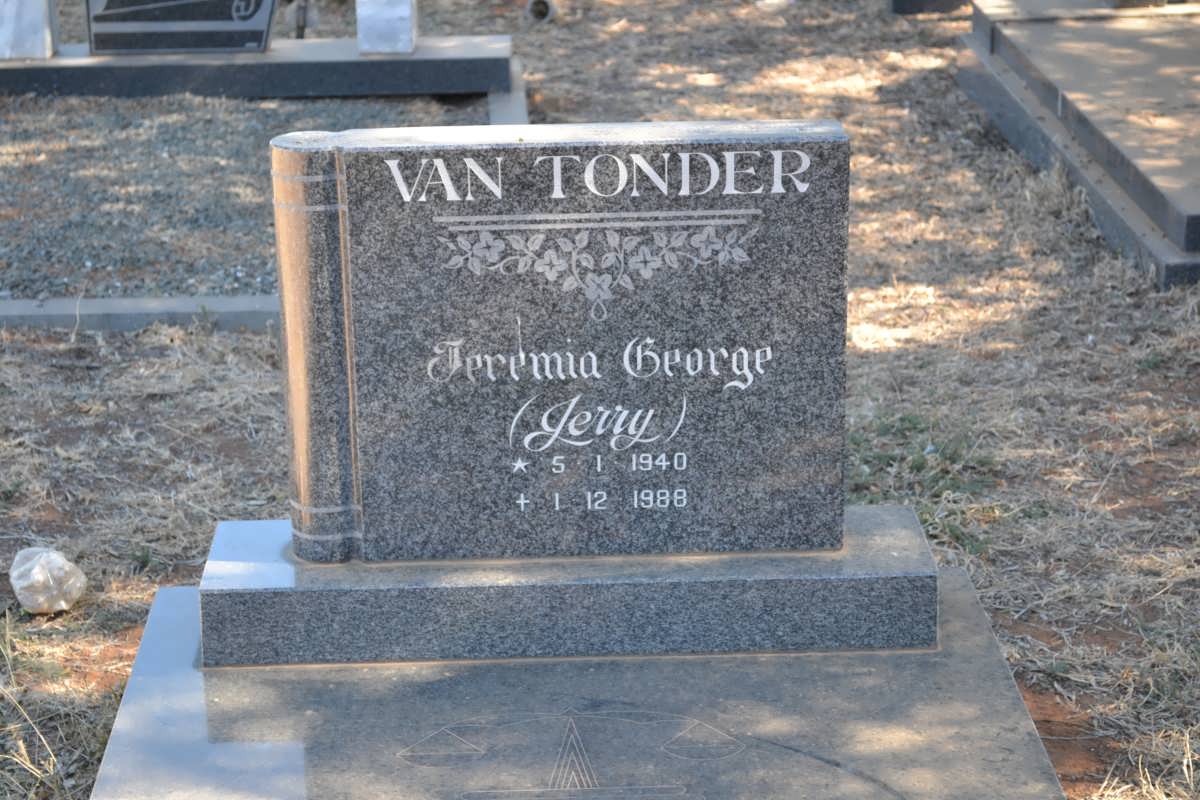 TONDER Jeremia George, van 1940-1988