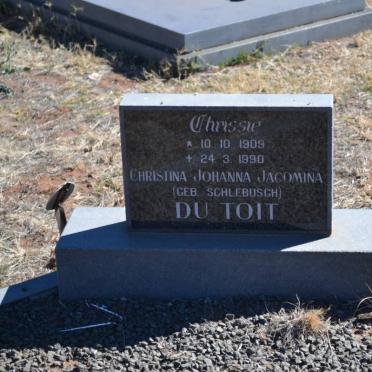 TOIT Christina Johanna Jacomina, du nee SCHLEBUSCH 1909-1990