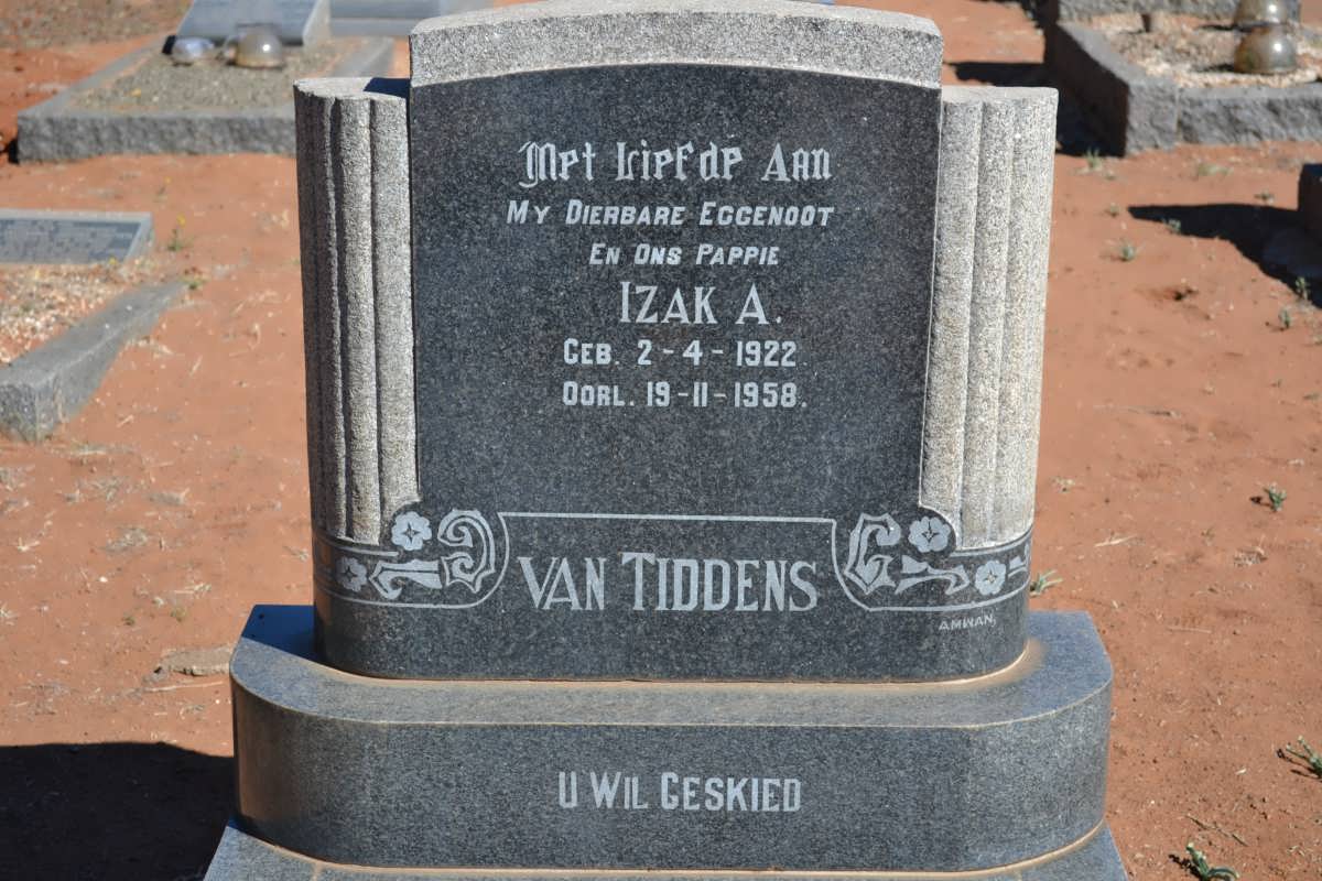 TIDDENS Izak A., van 1922-1958