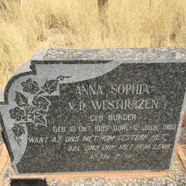 WESTHUIZEN Anna Sophia, v.d. nee BURGER 1885-1965