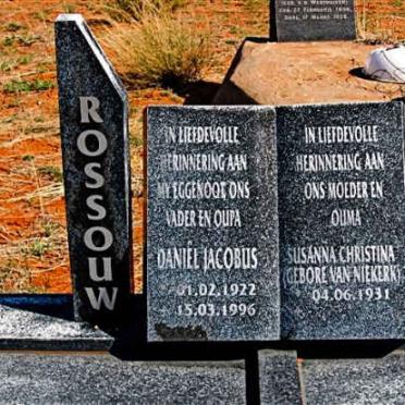 ROSSOUW Daniel Jacobus 1922-1996 &amp; Susanna Christina VAN NIEKERK 1931-2017