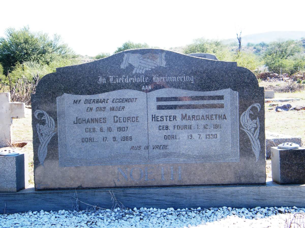 NOETH Johannes George 1907-1968 &amp; Hester Margaretha FOURIE 1911-1990