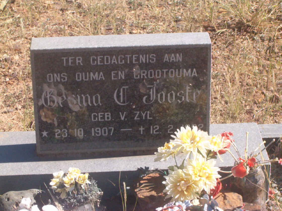 JOOSTE Gesina  C. nee V. ZYL 1907-19?2