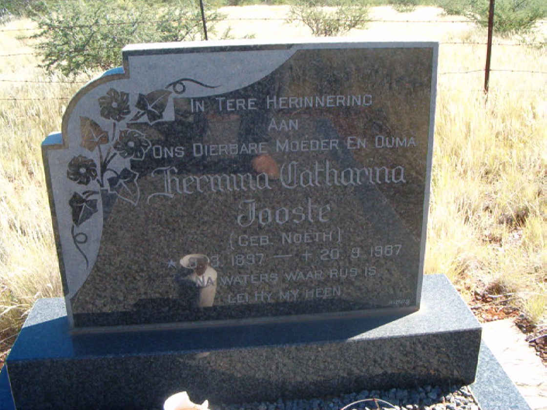 JOOSTE Hermina Catharina nee NOETH 1897-1987