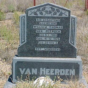 HEERDEN William Thomas, van 1904-1920