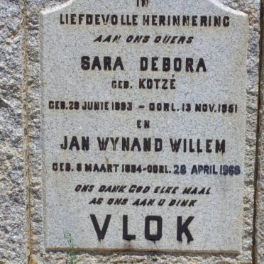VLOK Jan Wynand Willem 1884-1968 &amp; Sara Debora KOTZE 1893-1951