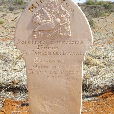 FOURIE Johanna Susanna nee JANSEN VAN VUUREN 1853-1931