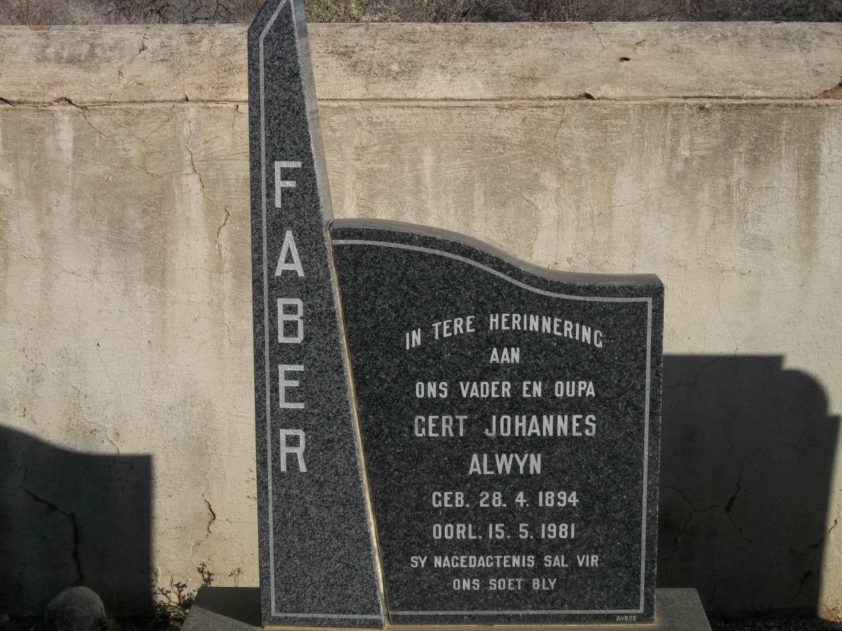 FABER Gert Johannes Alwyn 1894-1981