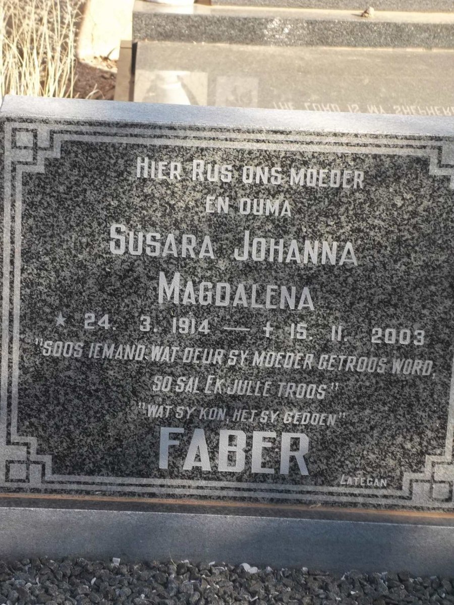 FABER Susara Johanna Magdalena 1914-2003