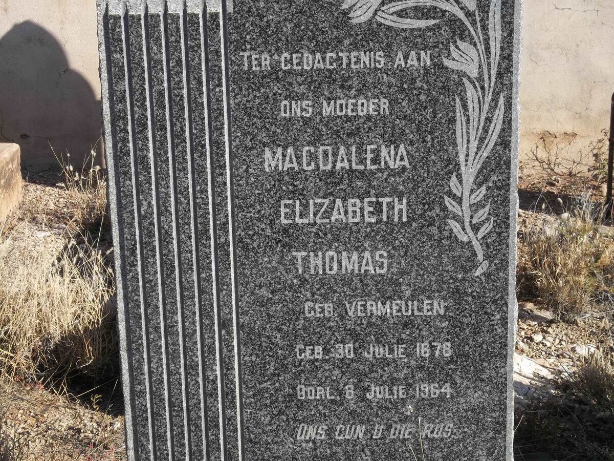 THOMAS Magdalena Elizabeth nee VERMEULEN 1878-1964