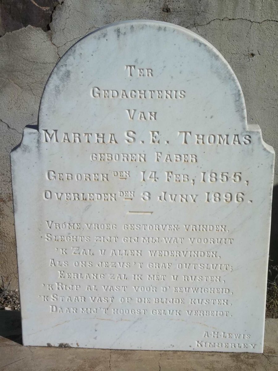 THOMAS Martha S.E. nee FABER 1855-1896