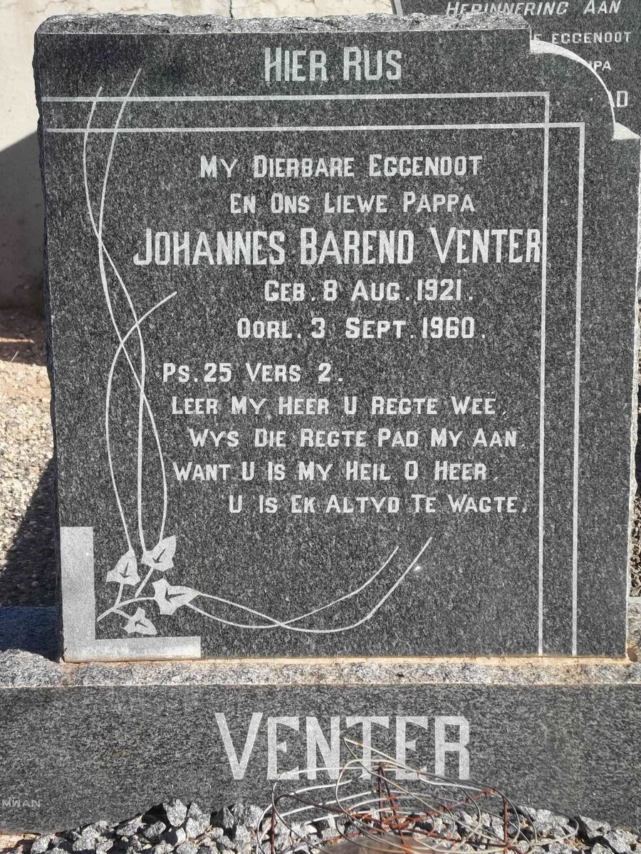VENTER Johannes Barend 1921-1960
