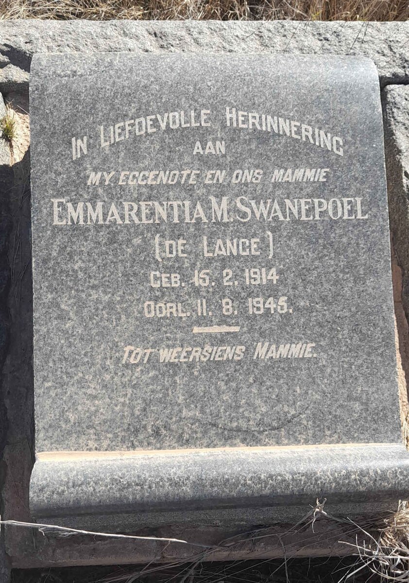 SWANEPOEL Emmarentia M. nee DE LANGE 1914-1945