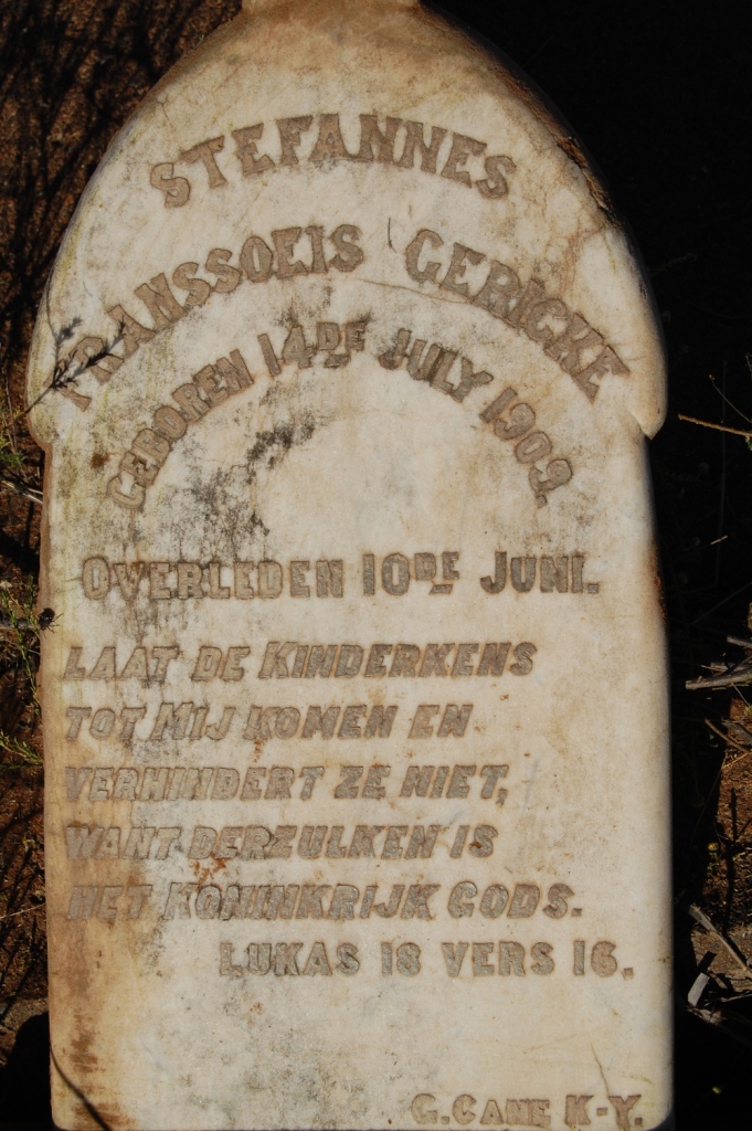 GERRICKE Stefannes Franssoeis 1909-