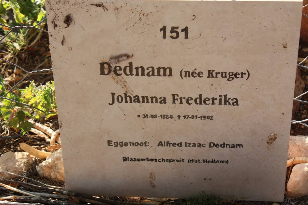 DEDNAM Johanna Frederika nee KRUGER 1864-1902