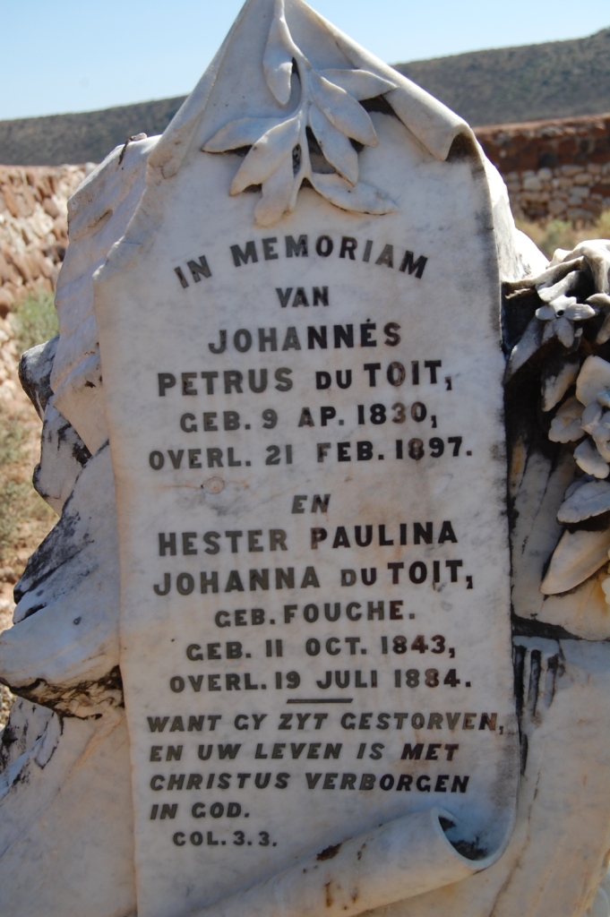 TOIT Johannes Petrus, du 1830-1897 &amp; Hester Paulina Johanna FOUCHE 1843-1884