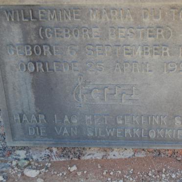 TOIT Willemine Maria, du nee BESTER 1910-1992