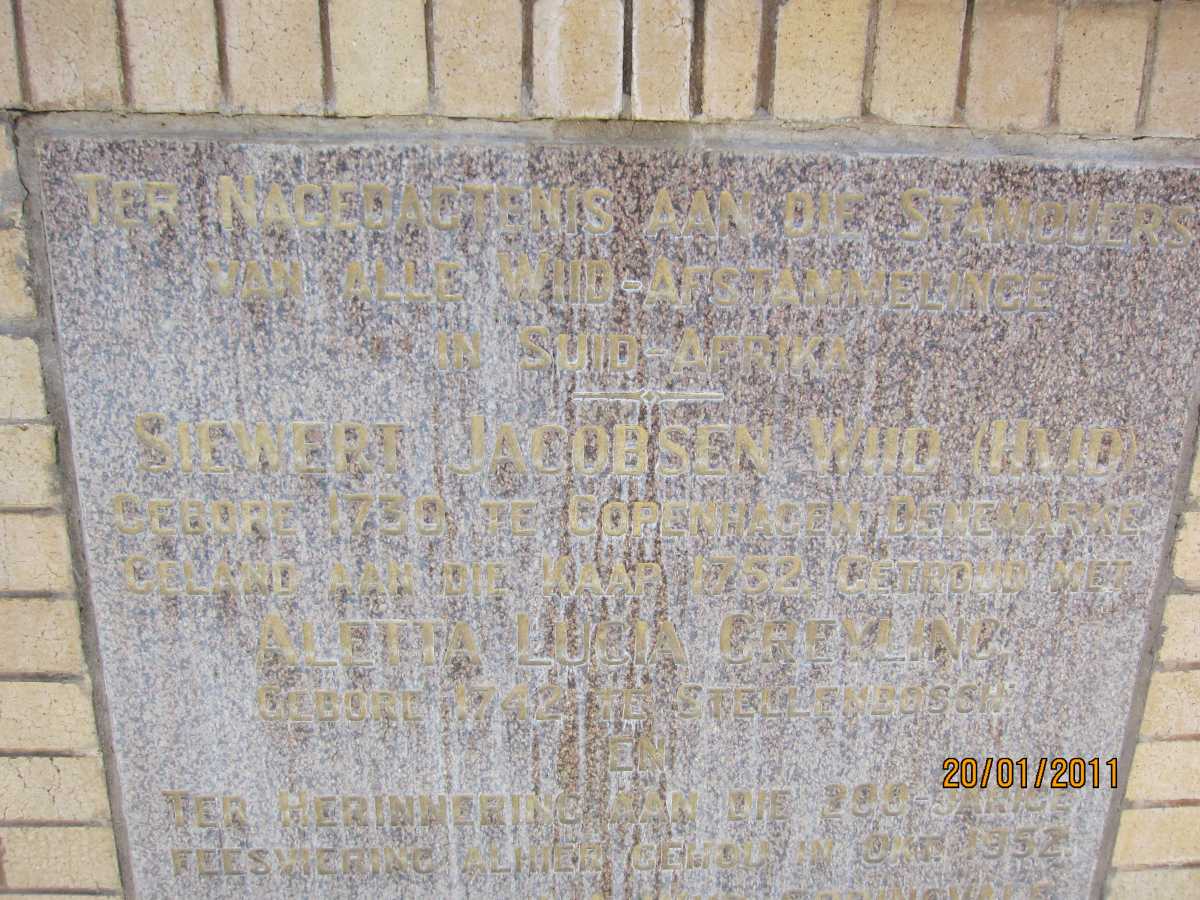 WIID Siewert Jacobsen 1730- &amp; Aletta Lucia GREYLING 1742-