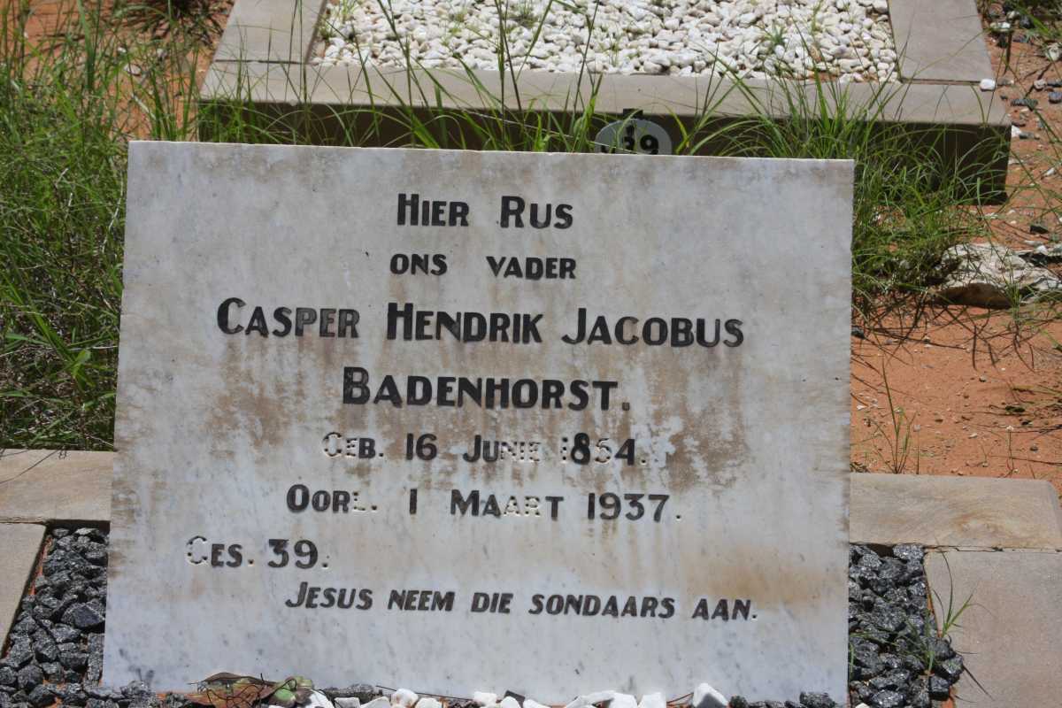 BADENHORST Casper Hendrik Jacobus 1854-1937