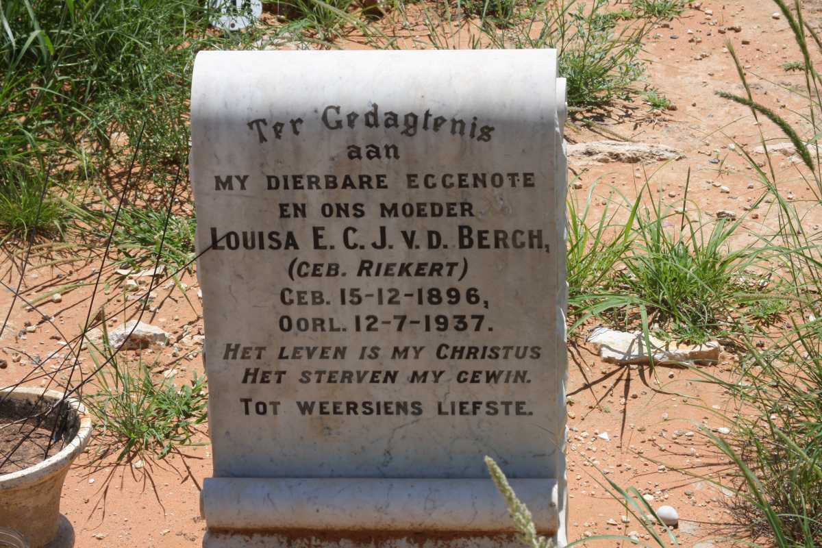 BERGH Louisa E.C.J., v.d. nee RIEKERT 1896-1937