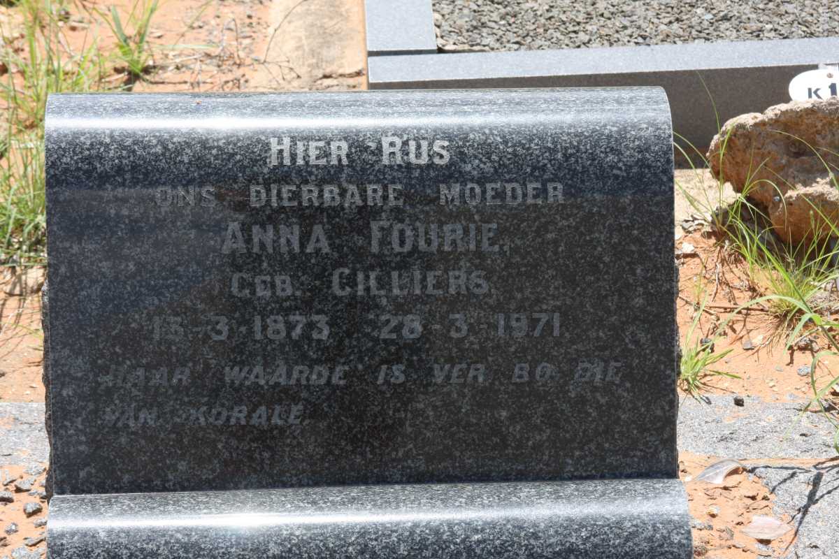 FOURIE Anna nee CILLIERS 1873-1971