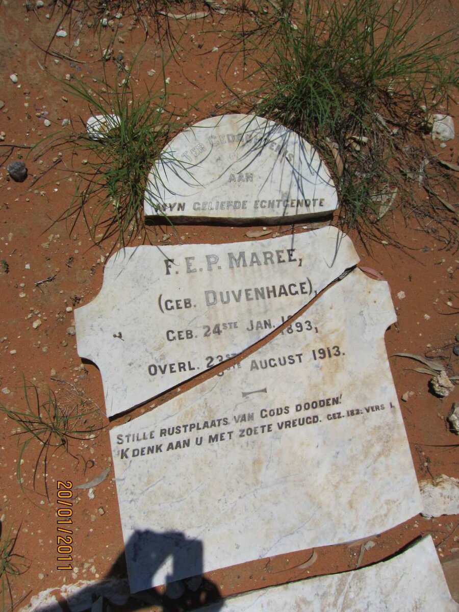 MAREE F.E.P. nee DUVENHAGE 1893-1913