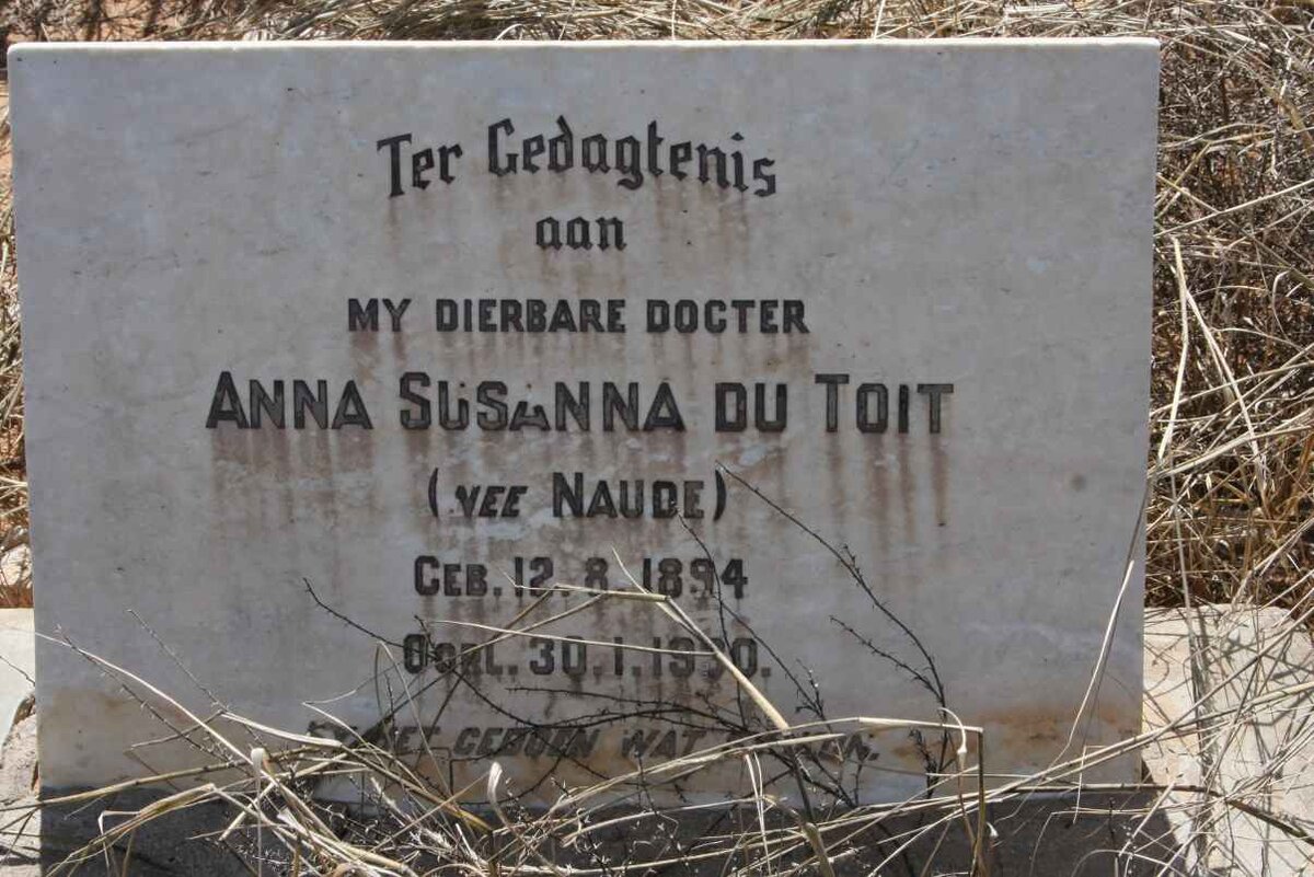 TOIT Anna Susanna nee NAUDE, du 1894-1930