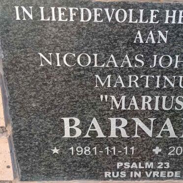 BARNARD Nicolaas Johannes Martinus 1981-2015