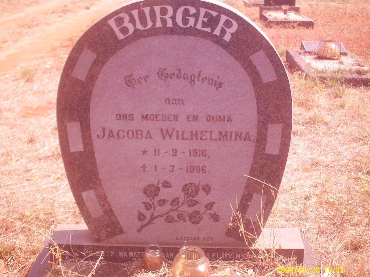 BURGER Jacoba Wilhelmina 1916-1996