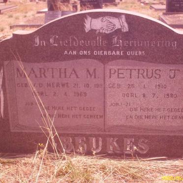 BEUKES Petrus J. 1910-1980 &amp; Martha M. V.D. MERWE 1911-1969