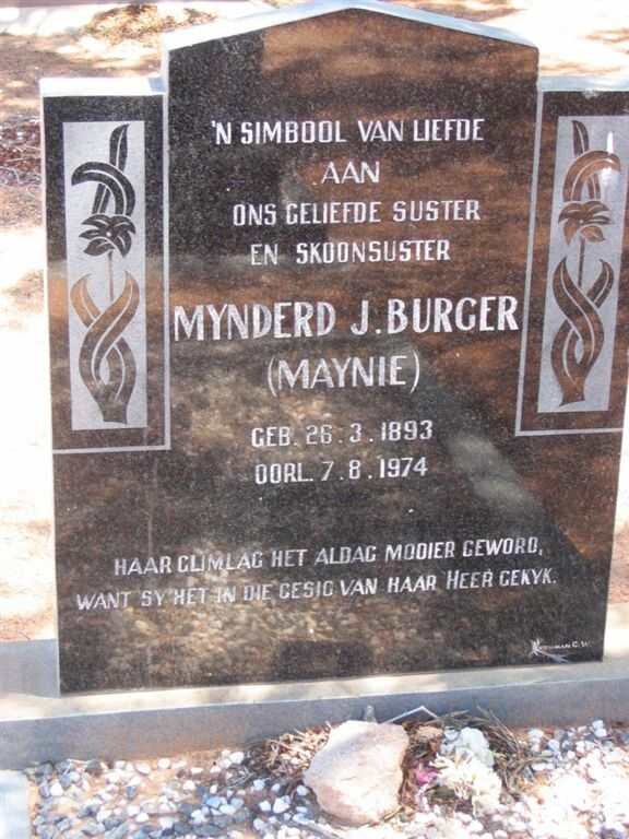 BURGER Mynderd J. 1893-1974