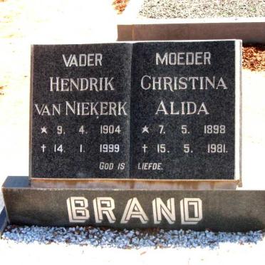 BRAND Hendrik van Niekerk 1904-1999 &amp; Christina Alida 1898-1981