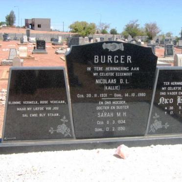 BURGER Nicolaas D.L. 1931-1980 &amp; Sarah M.H. 1934-1990 :: BURGER Nico 1954-1997