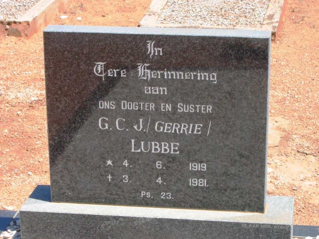 LUBBE G.C.J. 1919-1981