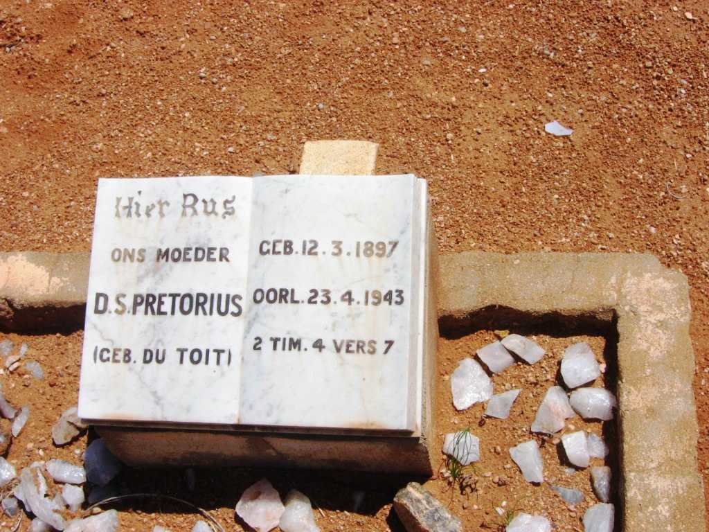PRETORIUS D.S. nee DU TOIT 1897-1943