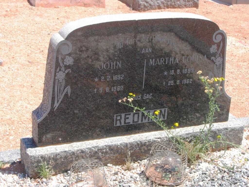 REDMAN John 1892-1962 &amp; Martha Louisa 1889-1962