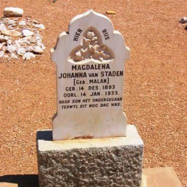 STADEN Magdalena Johanna, van nee MALAN 1893-1933