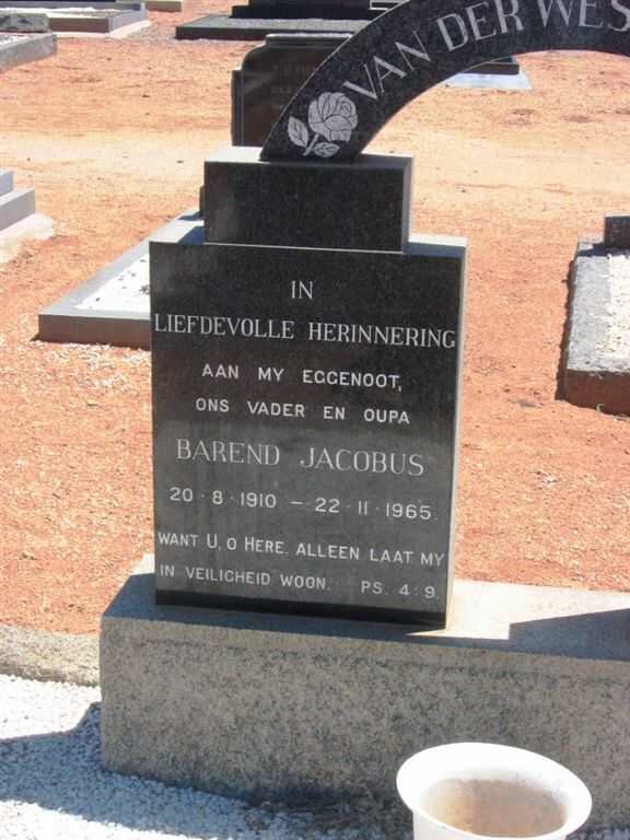 WESTHUIZEN Barend Jacobus, van der 1910-1965