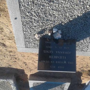 GENIS Elizabeth Johanna 1903-1980