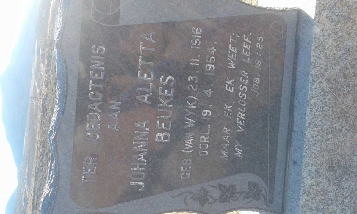 BEUKES Johanna Aletta nee VAN WYK 1916-1964