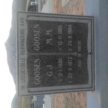 GOOSEN G.J. 1900-1972 &amp; M.M. 1905-1984