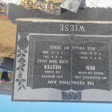 WIESE Ben 1908-1982 &amp; Hester VAN LILL 1912-2005