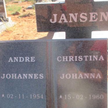 JANSEN Andre Johannes 1954-2007 &amp; Christina Johanna 1960-