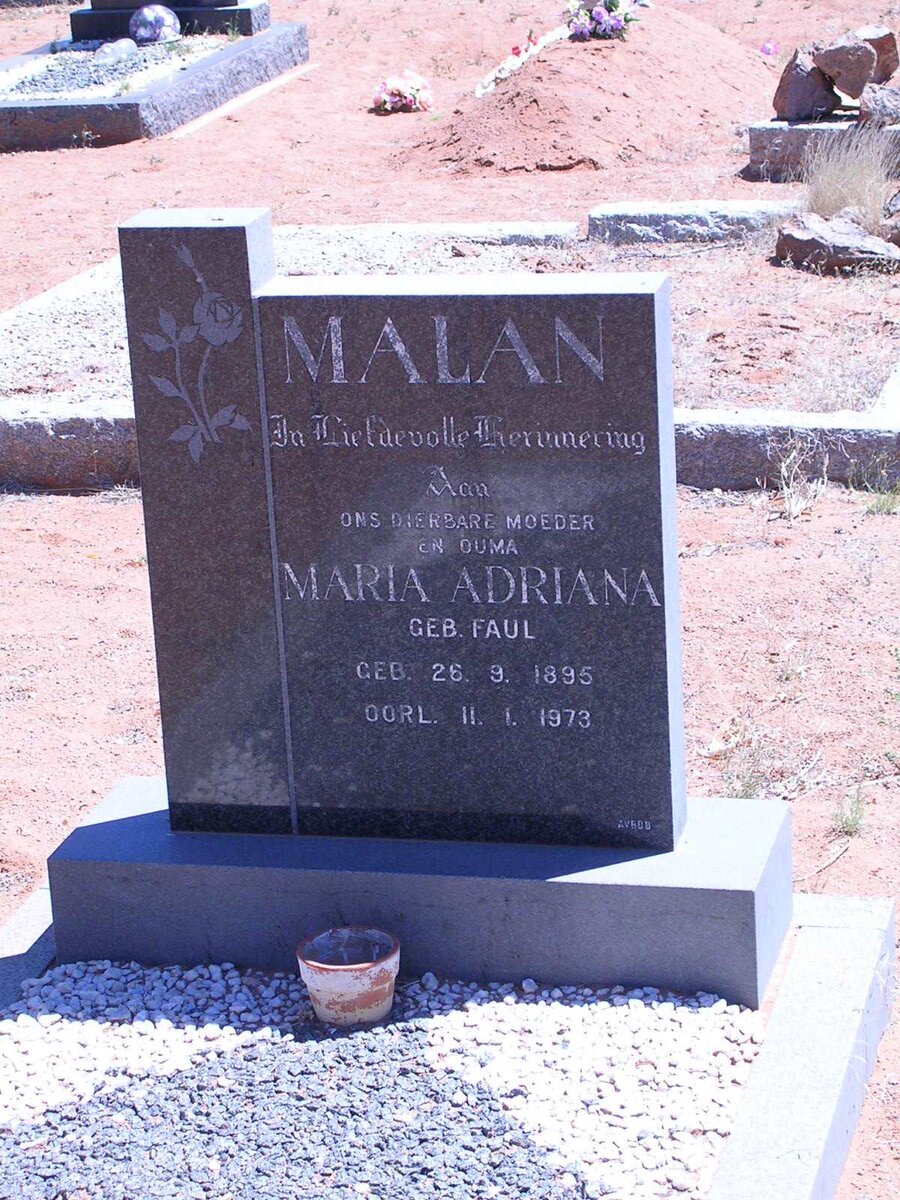 MALAN Maria Adriana geb. FAUL 1895-1973
