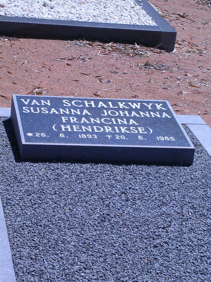 SCHALKWYK Susanna Johanna Francina, van geb. HENDRIKSE 1893-1985