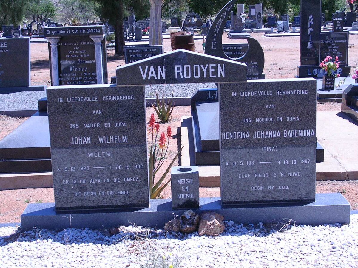 ROOYEN Johan Wilhelm, van &amp; Hendrina Johanna Barendina 1931-1987
